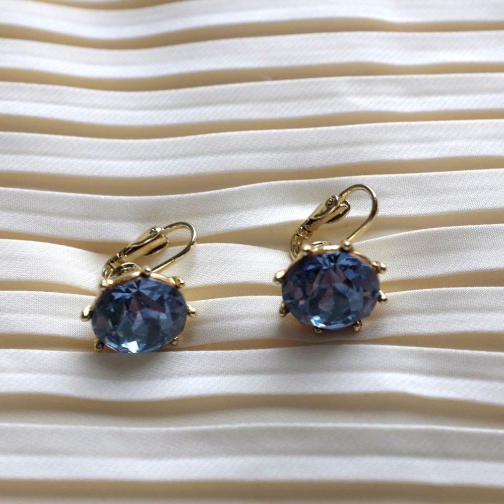 Blue aquamarine rhinestone clip on earrings - Picture 1 of 4